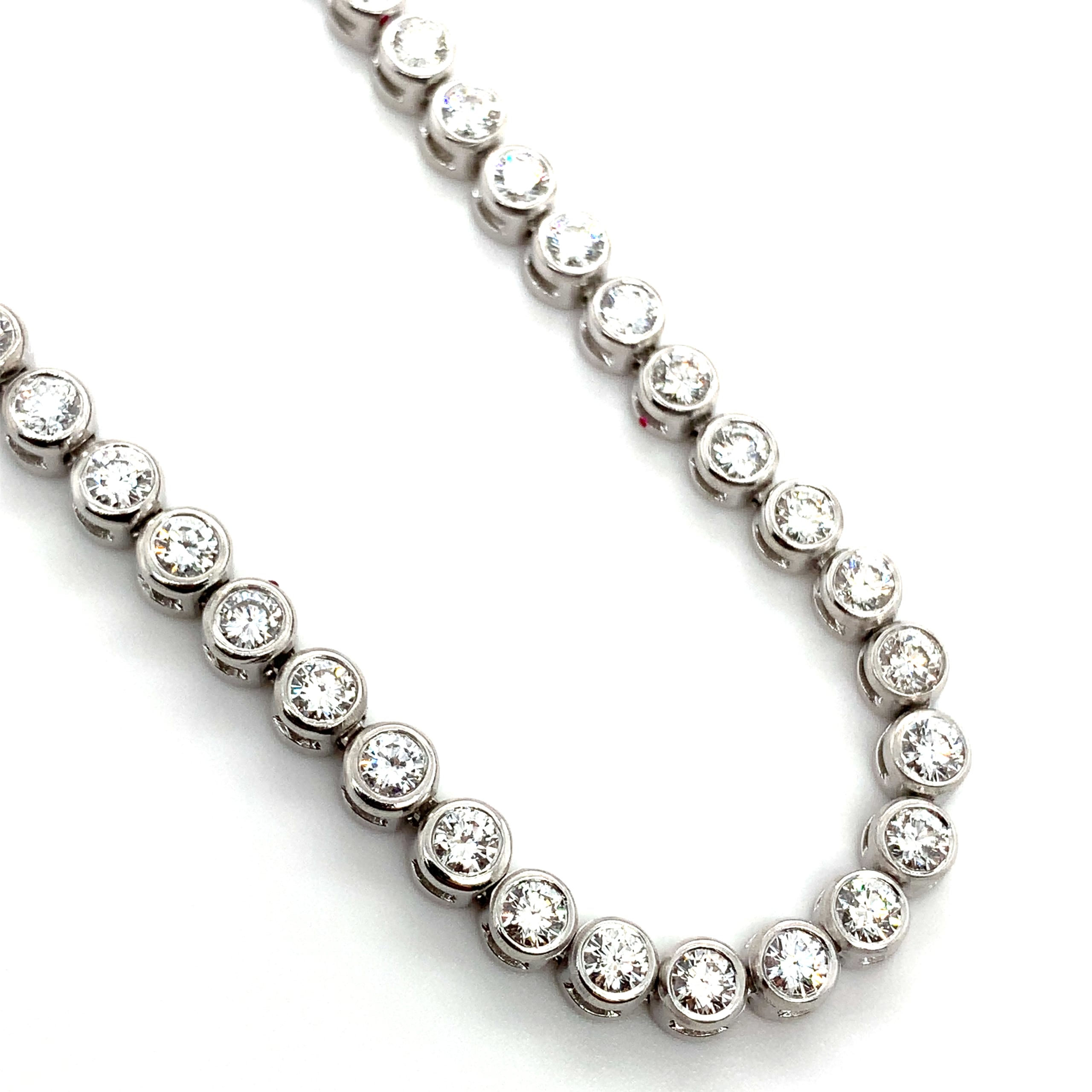 Diamond tennis bracelet bezel rubover 18k white gold - Image 8