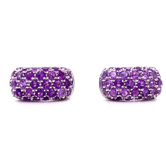 Mouawad Lebanese jewellery amethyst stud earrings 18k white gold