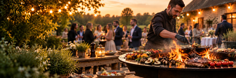 Visuel d’ambiance d’un repas au brasero en plein air