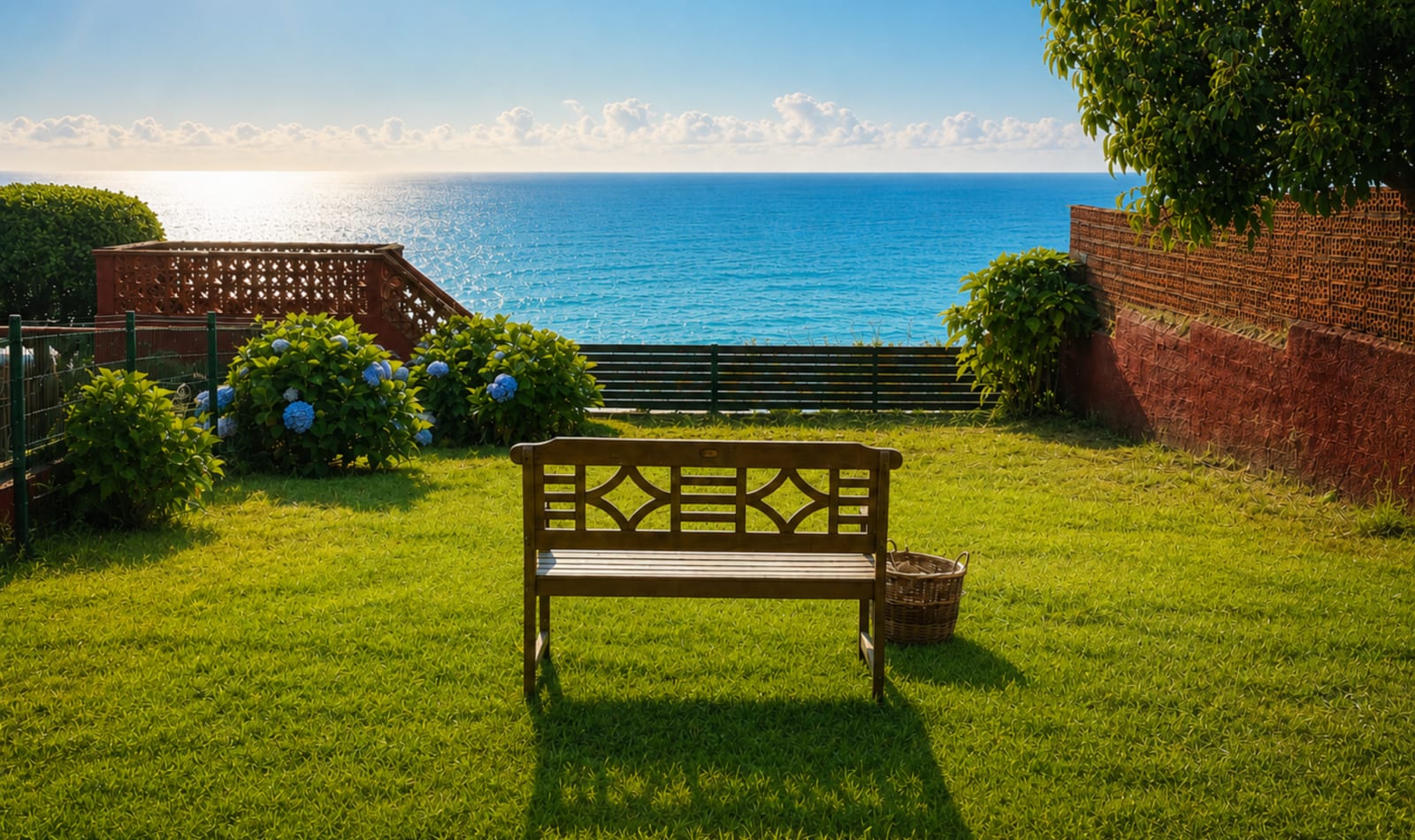 Jardín de Villa Santa Rita abierto al océano Atlántico en Oia