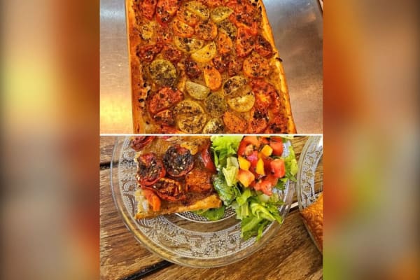 Tarte aux tomates et oignons confits