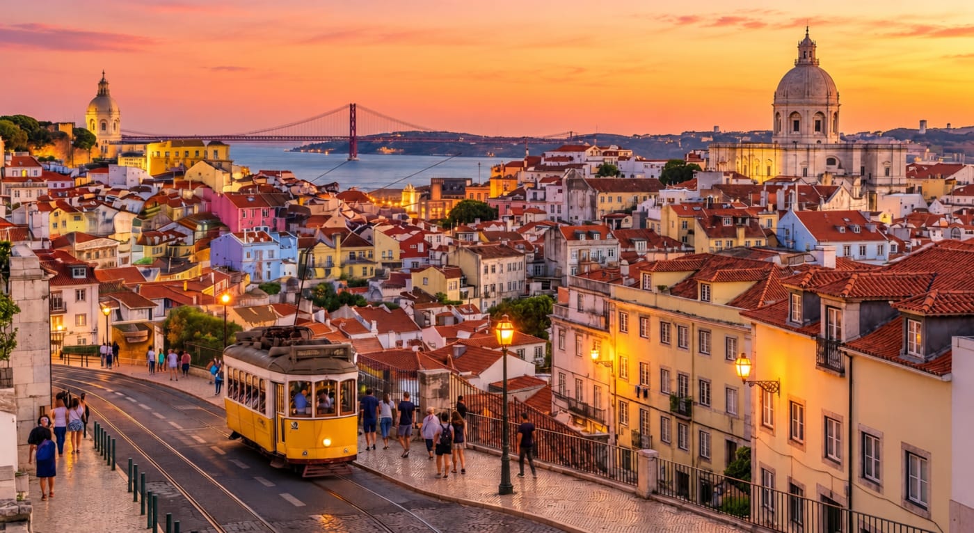 Lisboa ao pôr do sol