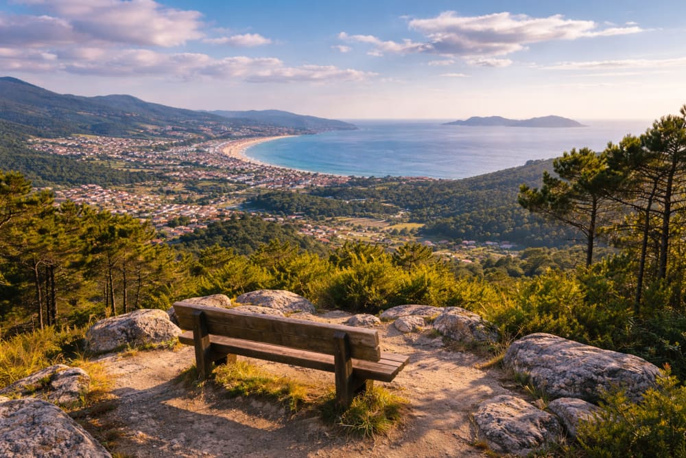 Mirador natural sobre la costa atlántica y las Rías Baixas desde los montes próximos a Baiona