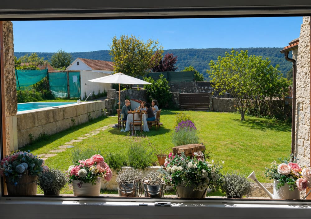 Jardín y piscina de Casa Celso en Gondomar