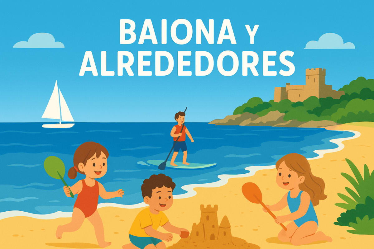 Niños disfrutando de actividades durante unas vacaciones familiares en Baiona