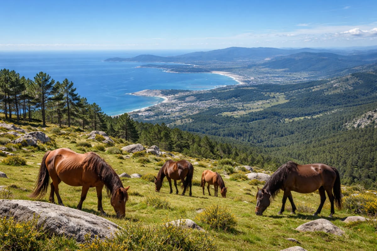 Caballo gallego en libertad en la Serra da Groba