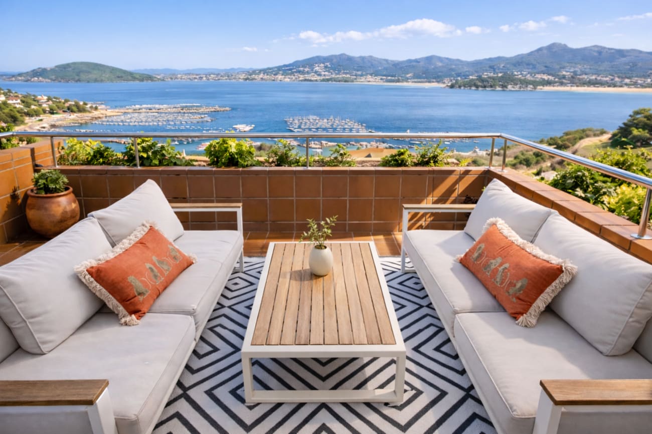 Gran terraza con vistas al mar de Arco da Vella en Baiona