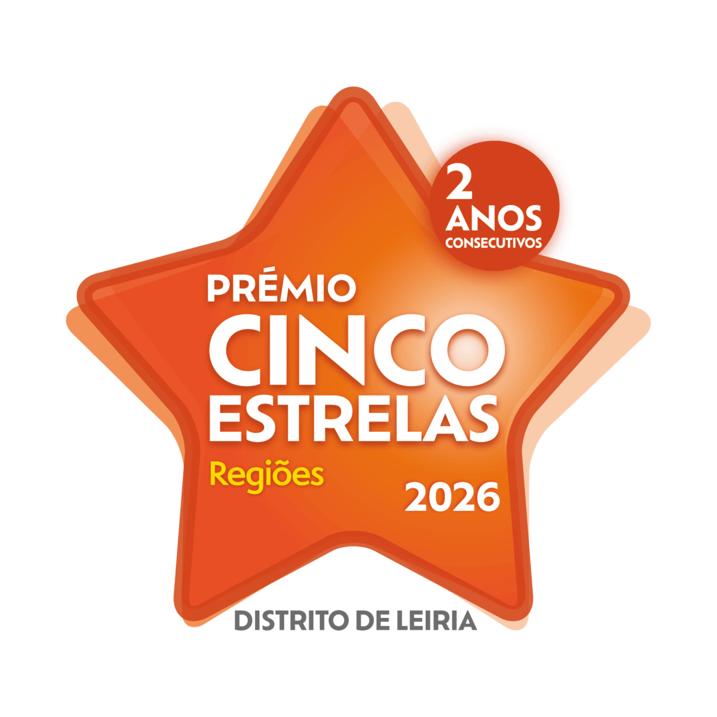 Prémio Cinco Estrelas Regiões 2026 - 2 anos consecutivos