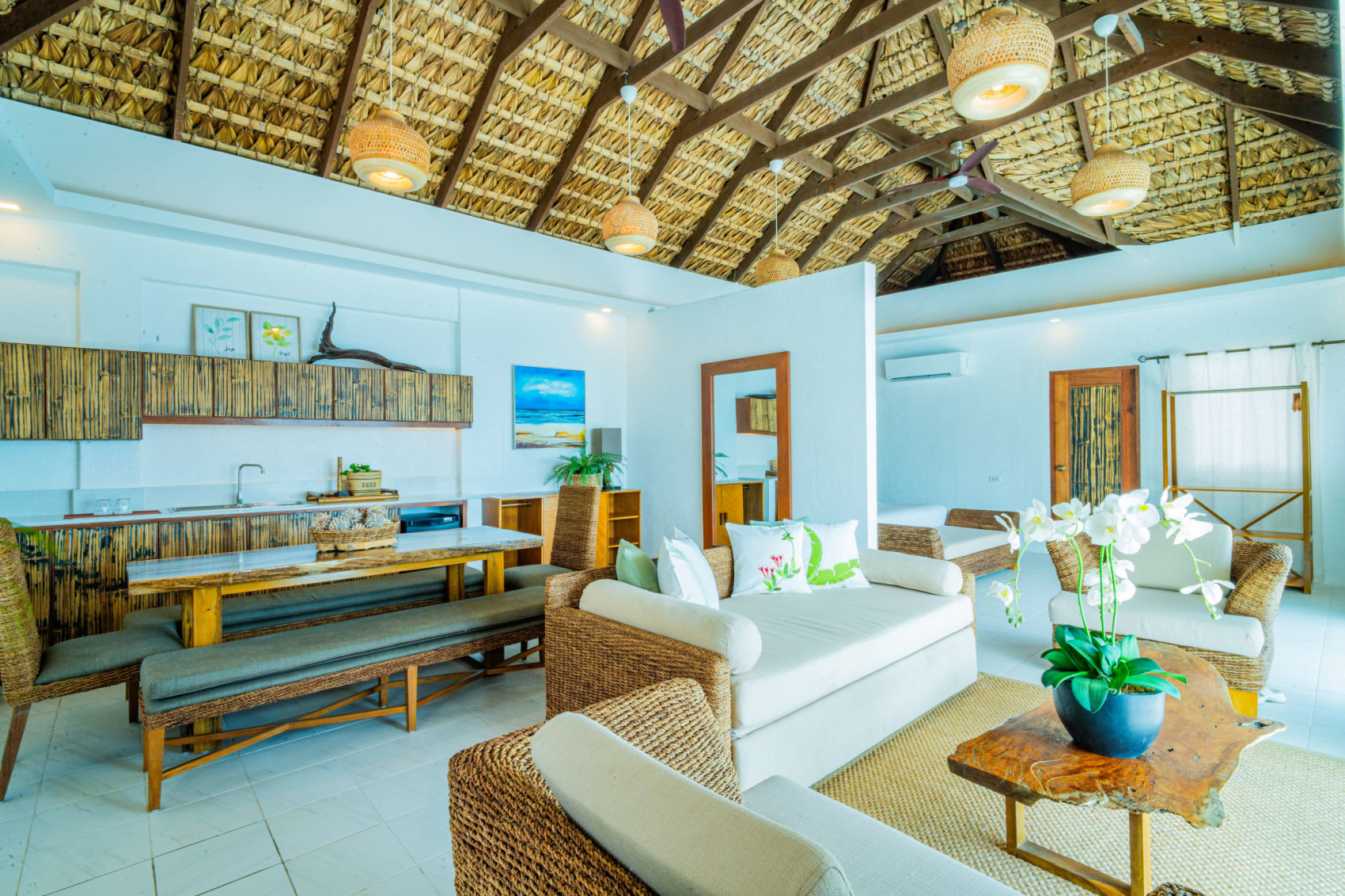 Bright suite with panoramic windows overlooking the sea