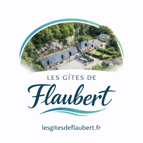 Les Gites De Flaubert villa in Le Héron with garden view, nestled amid lush greenery and limestone cliffs