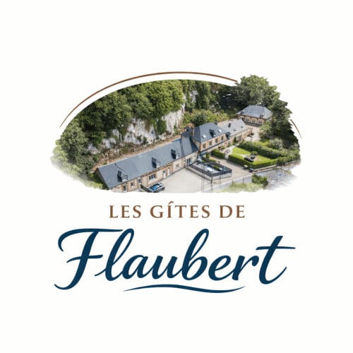 Les Gites De Flaubert luxury villa in Le Héron with manicured gardens, stone architecture, and lush countryside backdrop
