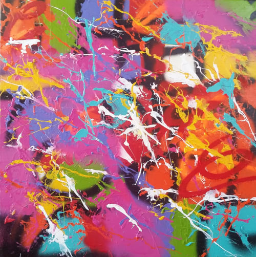 Peinture abstraite aux couleurs vibrantes au gîte Domaine de La Serita à Joze, France