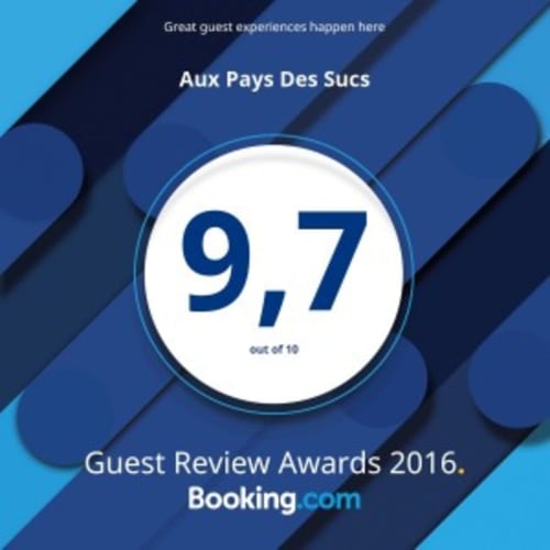 Aux Pays Des Sucs obtient la note de 9,7/10 aux Prix des Avis Clients Booking.com 2016