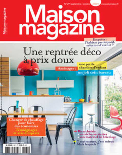 Maison-Magazincover mit moderner Küchenrenovierung mit türkisfarbenen Wänden und roter Pendelleuchte