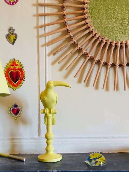 Yellow toucan figurine and heart decorations in Saint Martin B&B, Ollioules, France