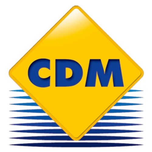 CDM-Logo - gelber Diamant mit blauem Text für Château d'Hassonville B&B in Marche-en-Famenne, Belgien
