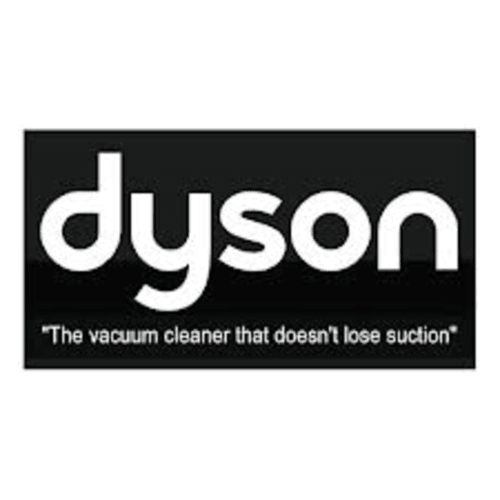 Dyson-Staubsauger-Logo mit Slogan im Château d'Hassonville Bed & Breakfast in Marche-en-Famenne, Belgien