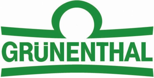 Grünenthal-Logo in Grün mit geschwungenen Linien und kreisförmigem Design für das Schloss-Gästehaus Hassonville
