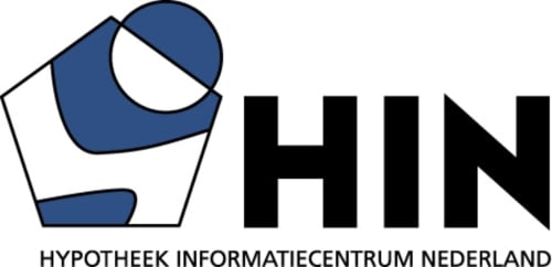 Logo des Hypotheek Informatiecentrum Nederland mit blauem, stilisiertem Hausdesign