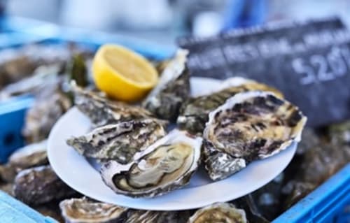 Fresh oysters with lemon at Gîtes du Bulz, Pleyber-Christ Brittany