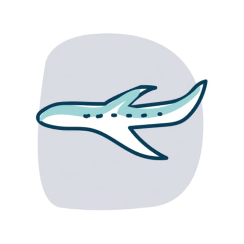 Stylized airplane icon representing travel and hospitality at l'Atelier des Dépendances bed and breakfast in Lipsheim, France