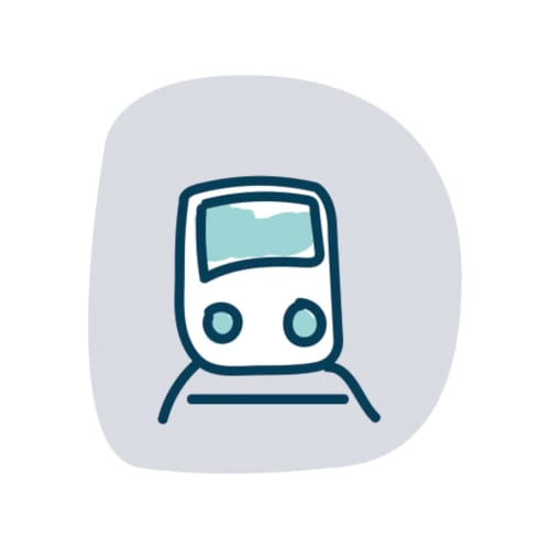 Train icon representing transportation near l'Atelier des Dépendances bed and breakfast in Lipsheim, France