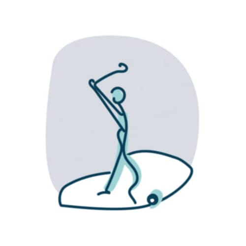 Stylized line drawing of a figure stretching or exercising at l'Atelier des Dépendances, a B&B in Lipsheim, France