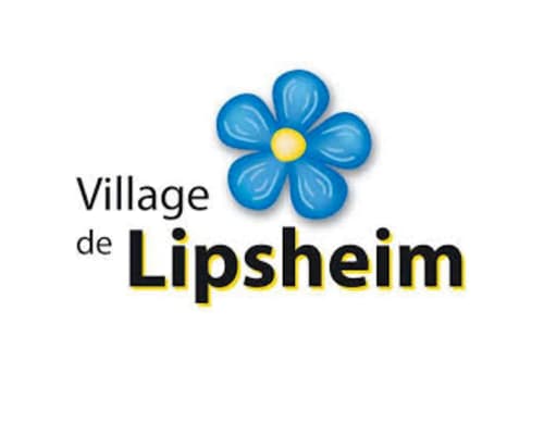 Village de Lipsheim logo with blue flower and yellow center for l'Atelier des Dépendances bed and breakfast