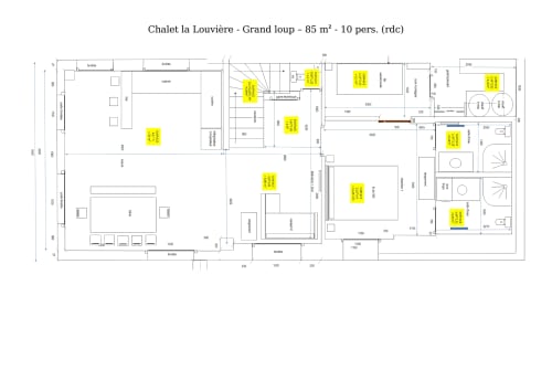 Chalet la Louvière floor plan layout, 85m² 10-person accommodation in Fontcouverte, La Toussuire