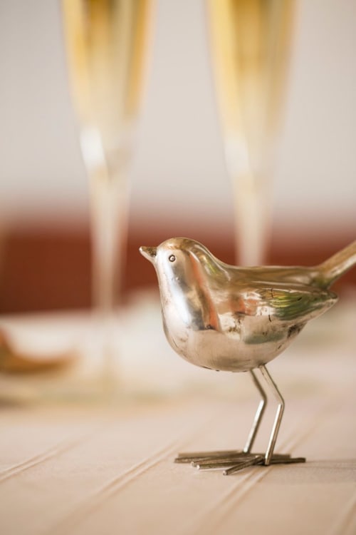 Decorative silver bird figurine at Clos Saint Jacques, a charming bed and breakfast in Meursault, France