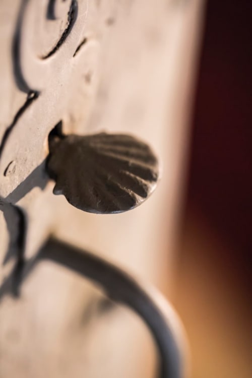 Decorative door hardware detail at Clos Saint Jacques bed and breakfast in Meursault, France