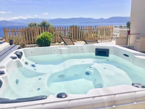 Private Jacuzzi with sea view at Casa Serena villa, Porto Pollo, Corsica