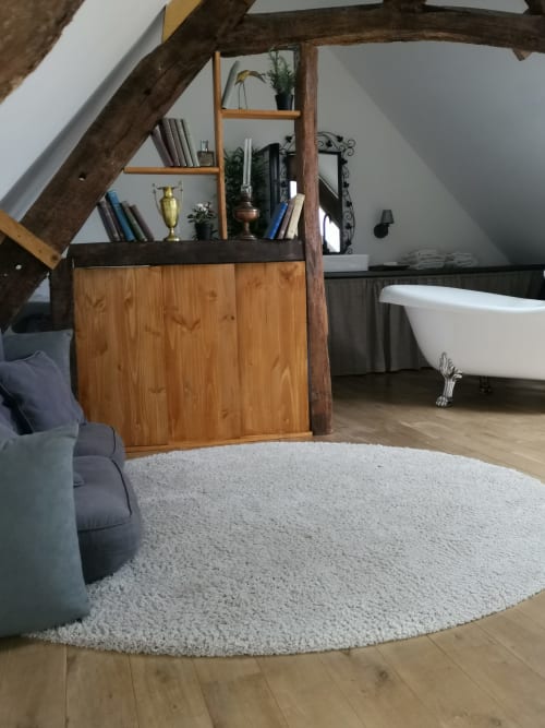 espace chambre et salle de bain ouverte