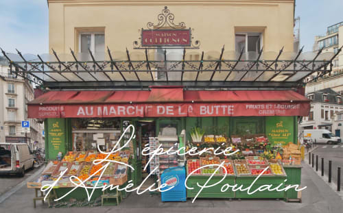 Au Marché de la Butte, traditional Parisian market storefront in Montmartre, Paris