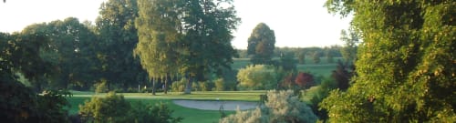 Paysage de jardin serein avec étang, arbres et champs verdoyants à Un Air De Famille, gîte de charme à Vittel, France