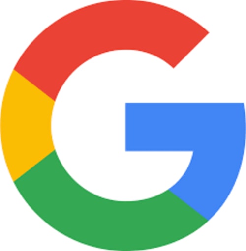 Upper-case "G" with four colors