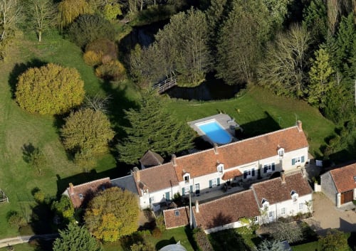 vue du ciel des chambres d'hôtes et gîte Traînefeuilles Châteaux de la Loire, Sud Val de Loire, Beauval, Chambord, Chenonceau