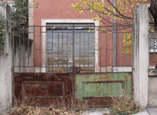 Portal and front door of the house in 2012