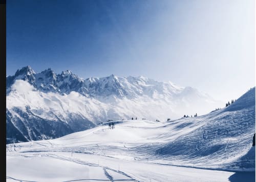 Snowy mountain valley with alpine peaks near Bourg-Saint-Maurice, France