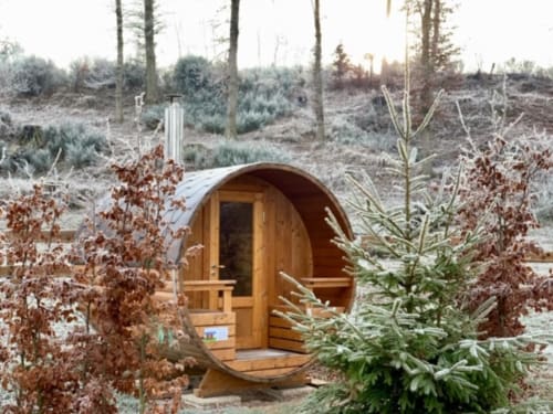 Sauna en bois. Roulottes. Ma roulotte sous les Chênes. Raon aux bois. Vosges.