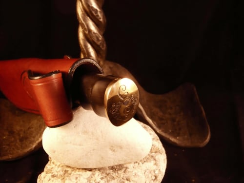 Couteau gravé. Roulottes. Ma roulotte sous les Chênes. Raon aux bois. Vosges.