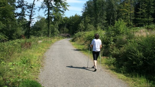 Coureur trail sur un sentier forestier près du Château d'Hermonville, Hermonville France