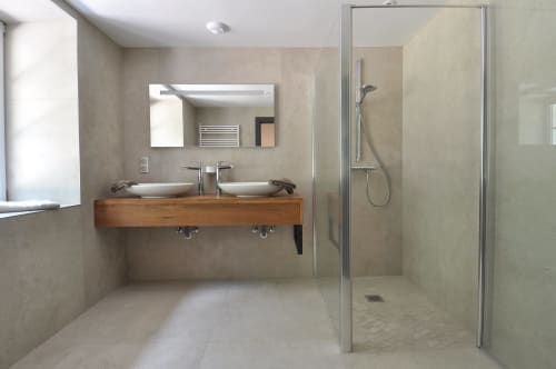 dusche. gemütliche Wohnung. Les Jardins de Madeleine. Gästehaus. Bernardvillé. Elsass.