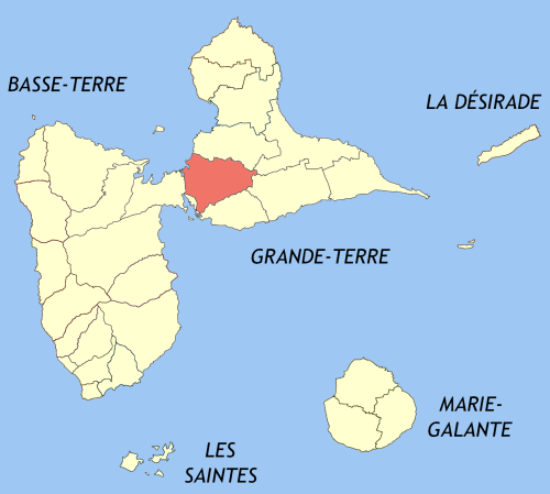 Carte Les Abymes. Les Gîtes de l'Union. Locations d'appartements et chambres. Guadeloupe.