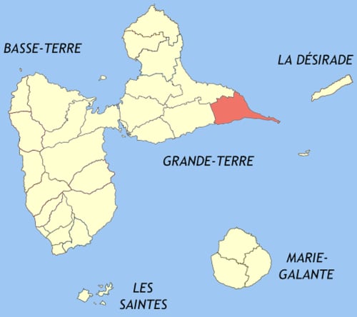 Carte Saint-François. Les Gîtes de l'Union. Locations d'appartements et chambres. Guadeloupe.