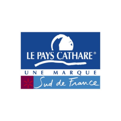 logo pays cathare. Domaine de Montlaur. Charming gites. Cathar country. Marianne Niermans.