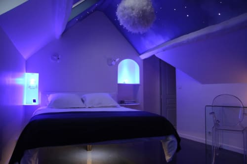 Room illuminated in blue