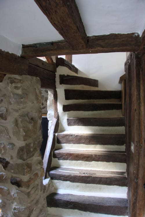 Wood and stone stairs