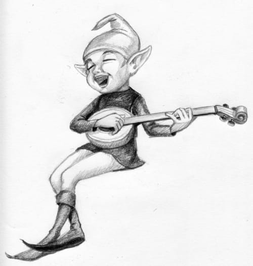 elfo que toc la guitarra - Les Robinsonades - Saint Christaud | Alojamiento ecológico - tienda suspendida y casa en el árbol
