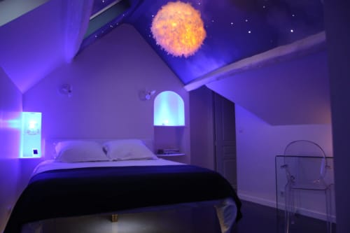 Room with blue leds